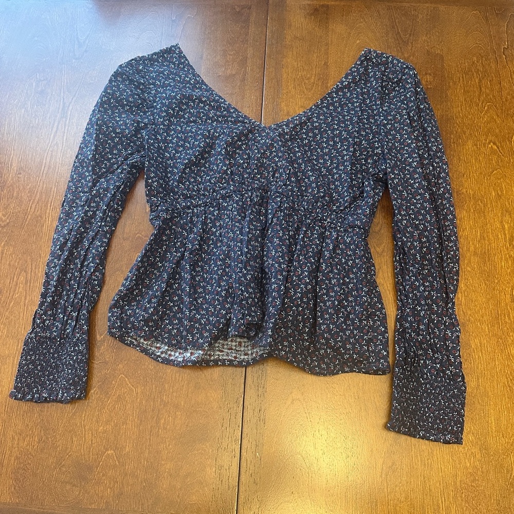 Madewell Navy Floral Blouse